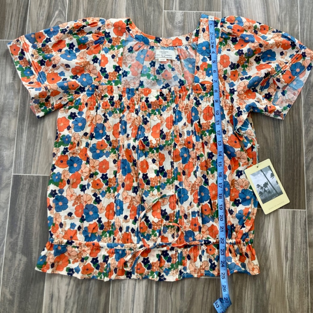 NWT Trovata Lorita Marina Floral Blouse Large - Picture 7 of 9